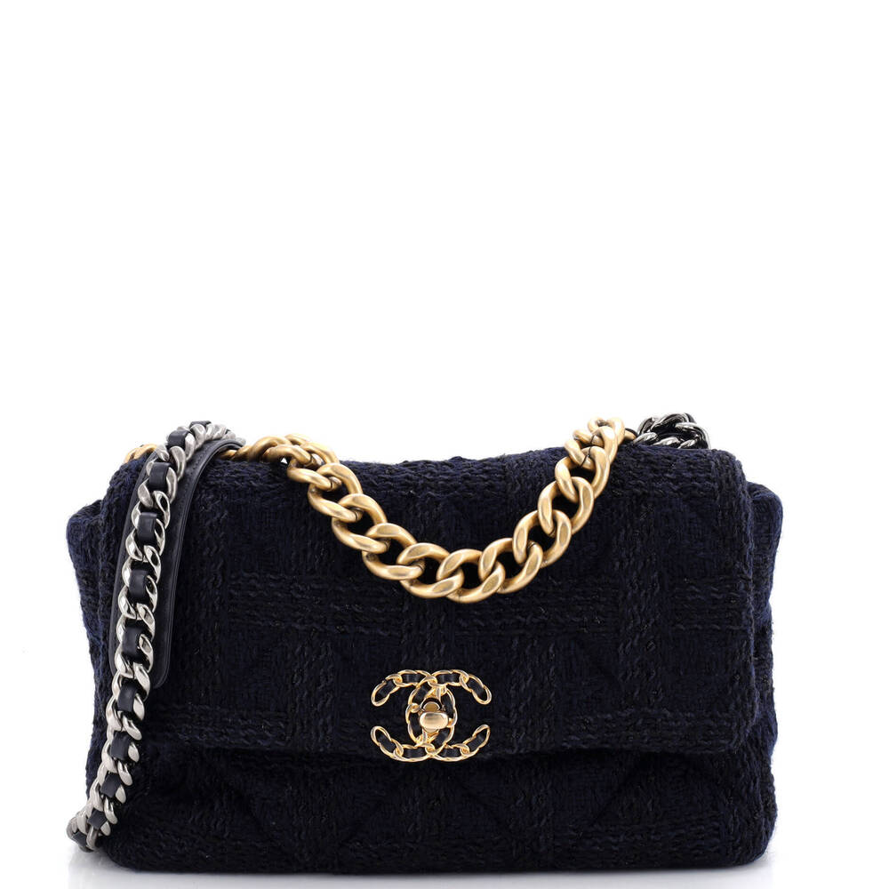 Chanel Large 19 Flap Bag Quilted Tweed